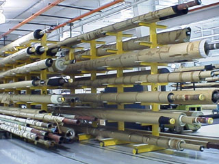 Roll-R-Racks in use on a manufacturing floor.